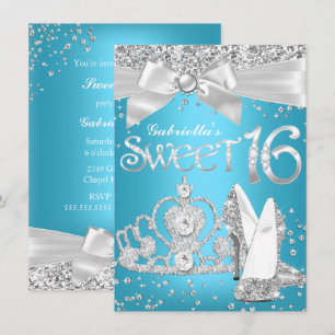 Talons Couronne Étincelante Invitation Sweet 16 Bl