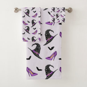 Talons de sorcière lilas avec chauves-souris motif