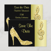 Talons dorés & Clé de sol 25e Save The Date (Devant / Derrière)