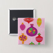 Talrijke kerstversiering, geïllustreerd in verschi vierkante button 5,1 cm (Voorkant /achterkant)