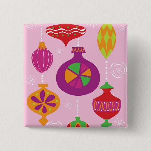 Talrijke kerstversiering, geïllustreerd in verschi vierkante button 5,1 cm (Voorkant)