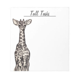 Talrijke taken - Giraffe om het blocnote van de Li