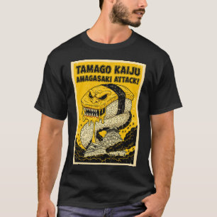 Tamago Kaiju Amagasaki-aanval Retro Sushi-monster T-shirt