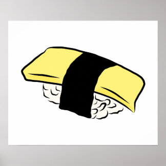 Tamago Sushi Eggroll Sushi Maki Japanse voedsellie Poster