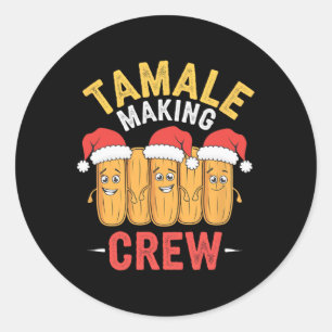 Tamale maken Crew Christmas Cooking Party Fun Ronde Sticker