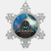 Tamalin 5 Pewter Snowflake Ornament (Voorkant)