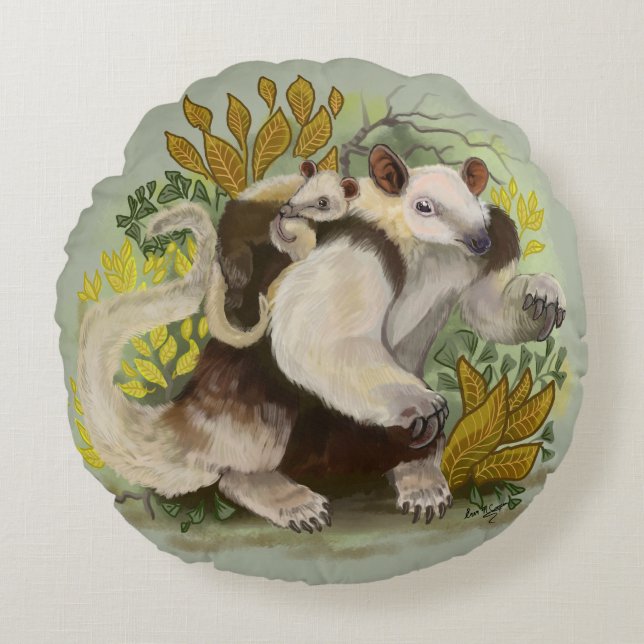 Tamandua Anteater Rond Kussen (Voorkant)