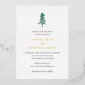 Tamara Pine Tree Modern Wedding Save the Date Folie Uitnodiging (Voorkant)