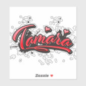 Tamara rouge Heart Graffiti Autocollant Sticker (Feuille)