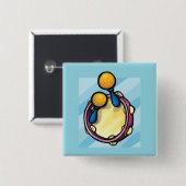 Tamborine And Maraccas Vierkante Button 5,1 Cm (Voorkant /achterkant)