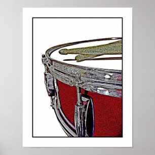 Tambour et tambours à tambour Red Snare Poster Dru