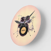 Tambours avec votre horloge murale de nom (Angle)