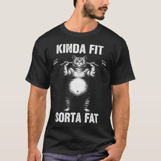 Tamelijk Fit Enigszins Vet Gewichtheffende Kat Gra T-shirt