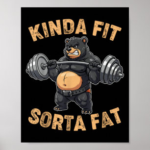 Tamelijk Fit Enigszins Vet Grappige Gym Beer Gewic Poster