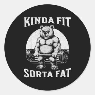 Tamelijk Fit Enigszins Vet Grappige Gym Beer Gewic Ronde Sticker