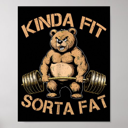 Tamelijk Fit Enigszins Vet - Grappige Gymbeer Gewi Poster (Voorkant)