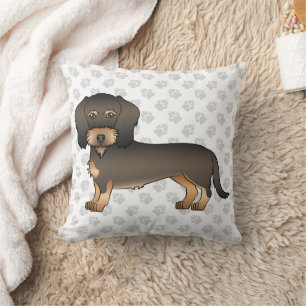 Tamhond Draadharige Dachshund Cartoon Hond & Poota Kussen