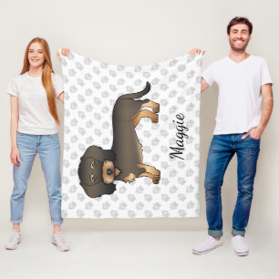 Tamhond Draadharige Dachshund Cartoonhond & Naam Fleece Deken