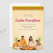 Tamil Housewarming nodigen Telugu uit als Grihapra Kaart (Voorkant / Achterkant)