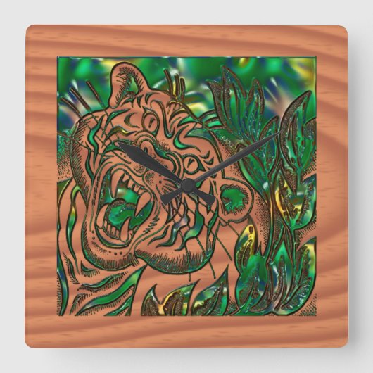 Taming the Tiger Vierkante Klok (Voorkant)