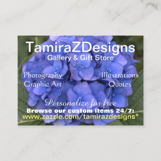 TamiraZDesigns Carte de visite Blue Hydrangea (Devant)