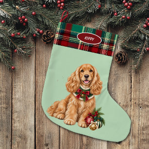 Tamme Cocker Spaniel hond geruite rand Grote Kerstsok