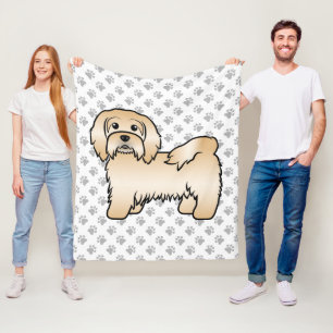 Tamme Havanese Honden Cute Cartoon Illustratie Fleece Deken