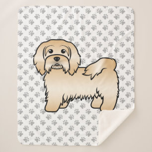 Tamme Havanese Honden Cute Cartoon Illustratie Sherpa Deken