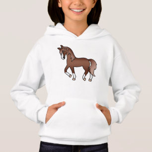 Tamme kastanje paard Cute Cartoon Illustratie