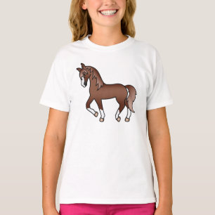 Tamme kastanje paard Cute Cartoon Illustratie T-shirt