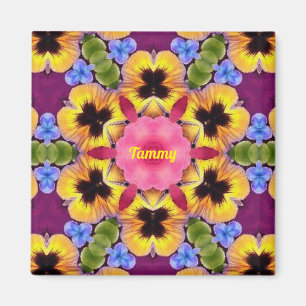 TAMMY ~ Abstract Pansy ~ Roze Blauw Paars Geel Magneet