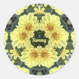 TAMMY ~ EASTER DAHLIAS YELLOW RELIGIOUS ~ RONDE STICKER