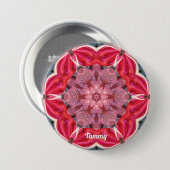 TAMMY ~ White Pink Green BLY ~ Ronde Button 7,6 Cm (Voorkant /achterkant)