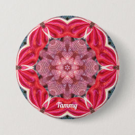 TAMMY ~ White Pink Green BLY ~ Ronde Button 7,6 Cm