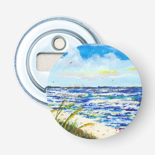 Tampa Bay Florida Beach Sunshine Skyway Bridge Button Flesopener