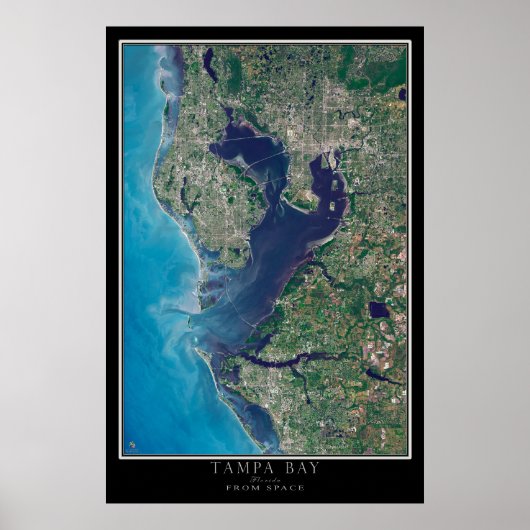 Tampa Bay Florida Satellite Poster Map (Voorkant)