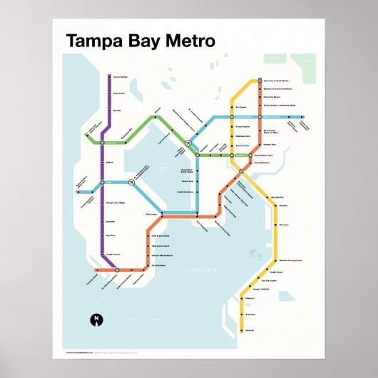 Tampa Bay Metro - Fantasy Subway Map, Tampa, FL. Poster (Voorkant)
