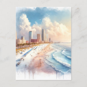 Tampa Beach, Florida Waterverf schilderij reizen Briefkaart