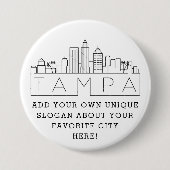 Tampa City Skyline | Aangepaste slogan-Button Ronde Button 7,6 Cm (Voorkant)