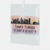 Tampa FL City Skyline Glass Ornament (Voorkant links)