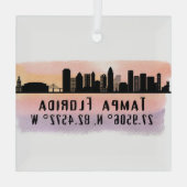 Tampa FL City Skyline Ornement en verre (Verso)