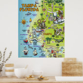 Tampa Florida Cartoon Map Poster (Keuken)