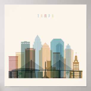 Tampa, Florida City Skyline Poster