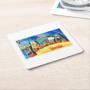 Tampa Florida FL Old Vintage Travel Souvenir Vierkante Kartonnen Onderzetter