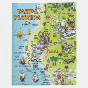 Tampa Florida Fun Map Fleece Deken
