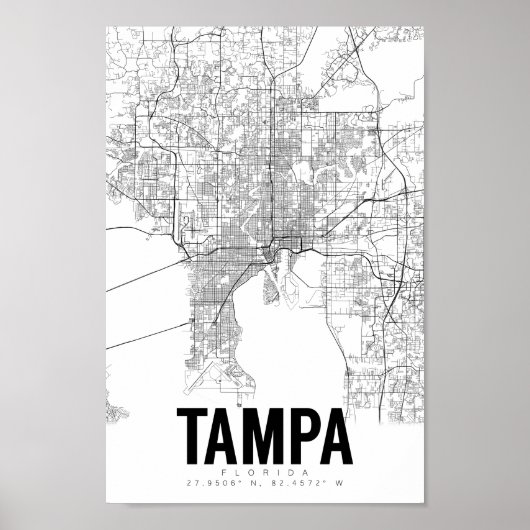 Tampa Florida Minimalist Map Art Poster (Voorkant)