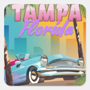 Tampa Florida mooie reisposter. Vierkante Sticker