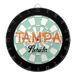TAMPA Florida Oranje tekst Licht Blauwgroen Wit Zw Dartbord