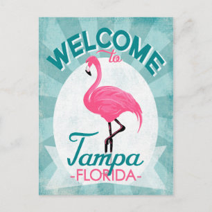 Tampa Florida Pink Flamingo - Retro Travel Briefkaart