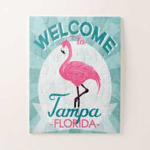 Tampa Florida Pink Flamingo -  Retro Travel Legpuzzel